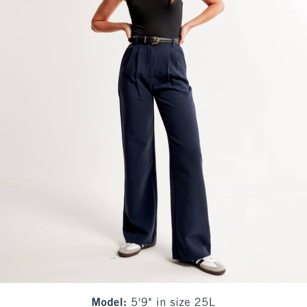 High-Waisted Navy Trousers